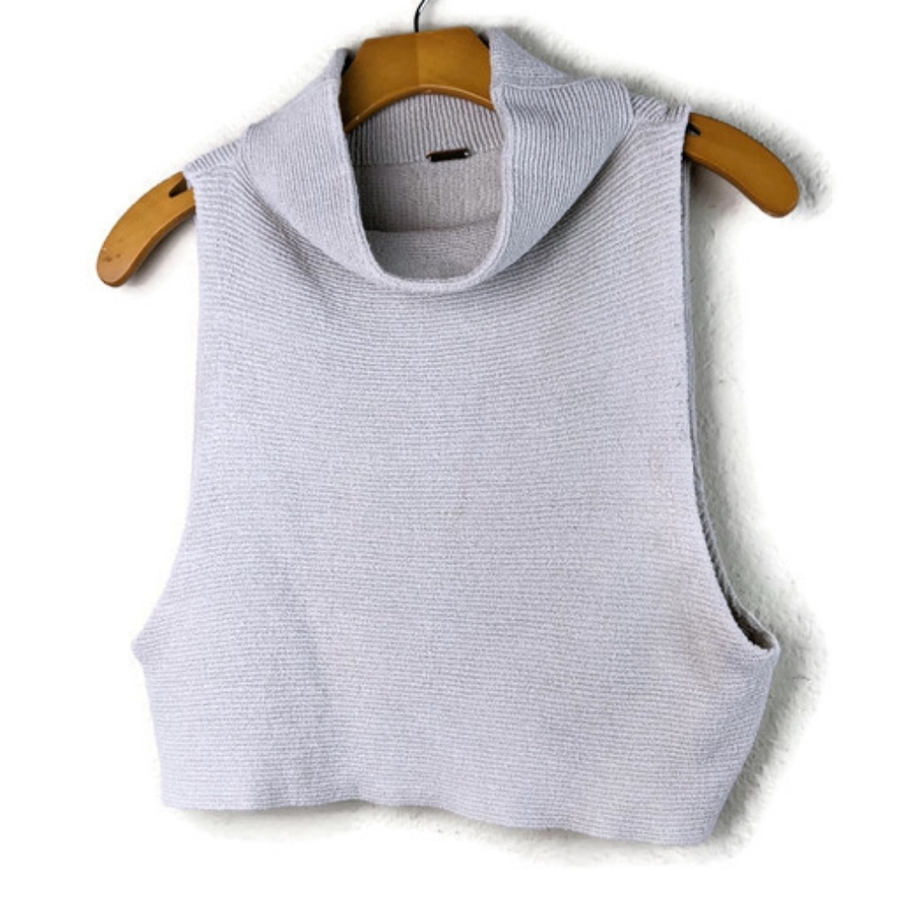 Free People Knit Cowl Neck Sleeveless Cropped Sml